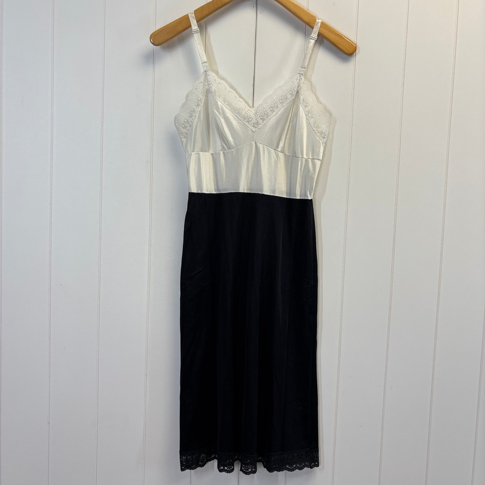 Vintage Sarah Smith Festival Tuxedo Lace Trim Slip Women Size 32 Coquette Pinup
